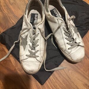 Golden Goose Women’s 8.5 White Sneakers with Glitter Star